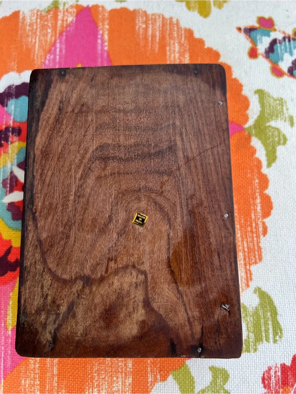 Vintage Hand Carved Indian Sheesham Wood Trinket Jewelry Box Floral Keepsake